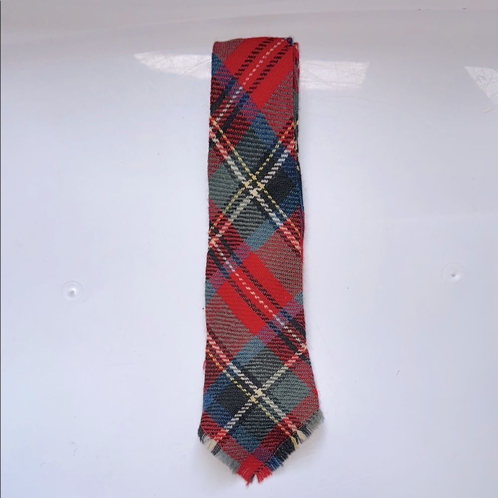 Vintage 60s Red, Green, Blue, Yellow, & White Plaid‎ Woman’s Wool Tie